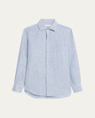LORO PIANA ANDRE BUTTON DOWN LINEN SOLAIRE SHIRT