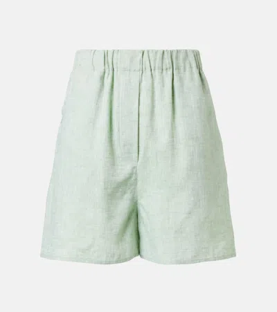 LORO PIANA ANGELO HIGH-RISE LINEN BERMUDA SHORTS