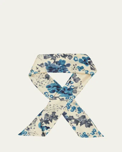 LORO PIANA BLUE EYES SILK SKINNY SCARF