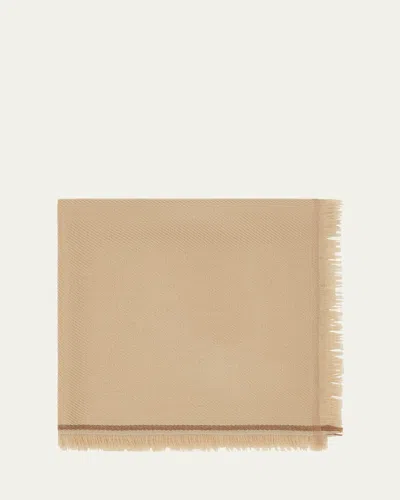 LORO PIANA CASHMERE STRIPED TRIM SCARF