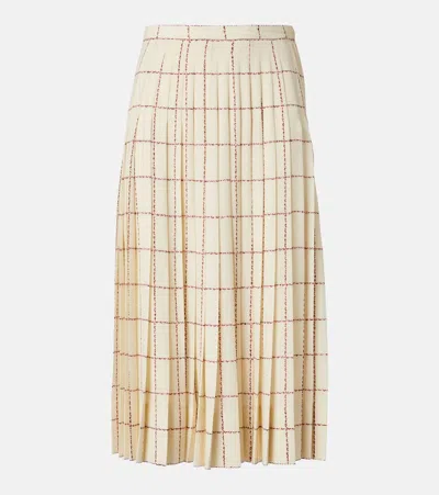LORO PIANA CLEA PLEATED SILK SABLÉ MIDI SKIRT