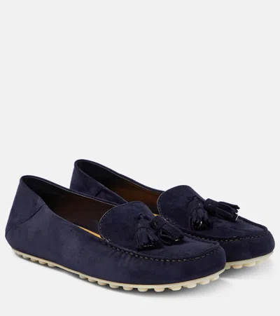 LORO PIANA DOT SOLE SUEDE MOCCASINS