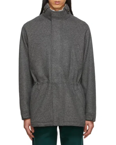 LORO PIANA ELASTIC WAIST AND STANDING COLLAR CASUAL JACKET