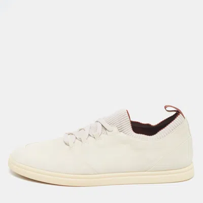 LORO PIANA GREY NUBUCK LEATHER LACE UP SNEAKERS SIZE 43.5