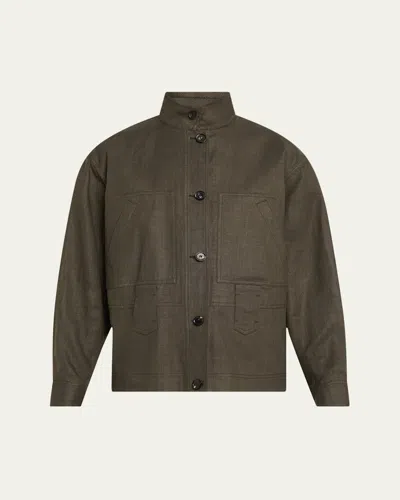 LORO PIANA JAYLON STRUCTURED LINEN WOOL FIELD JACKET