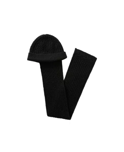 LORO PIANA KNITTED HOODED CASHMERE SCARF