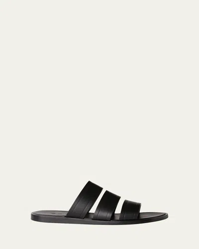 LORO PIANA MEN'S NAHA SEAWALK LEATHER SLIDE SANDALS