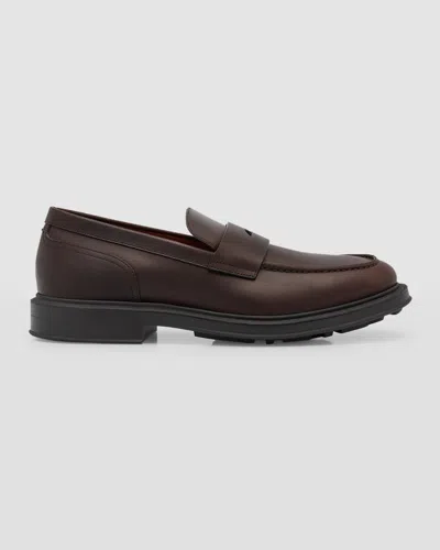 LORO PIANA MEN'S TRAVIS LEATHER PENNY LOAFERS