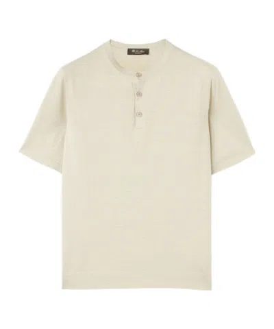 LORO PIANA ROUND-COLLAR SHORT-SLEEVE SWEATER