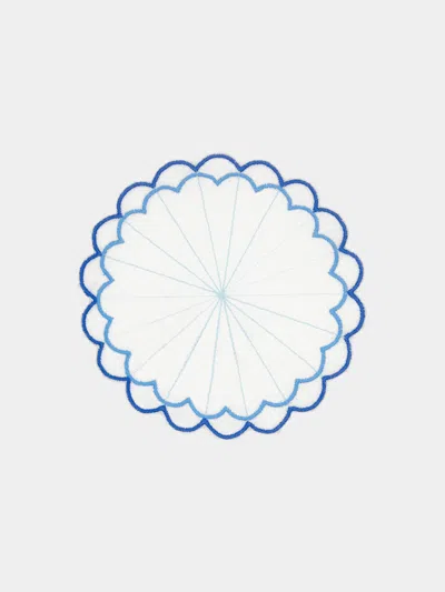 LOS ENCAJEROS ESCAMAS EMBROIDERED LINEN COASTERS (SET OF 6)