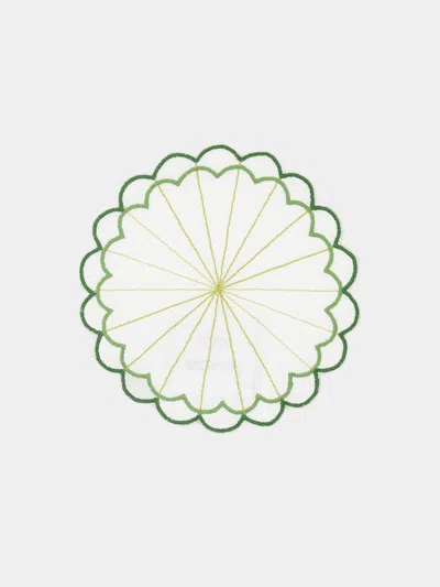 LOS ENCAJEROS ESCAMAS EMBROIDERED LINEN COASTERS (SET OF 6)