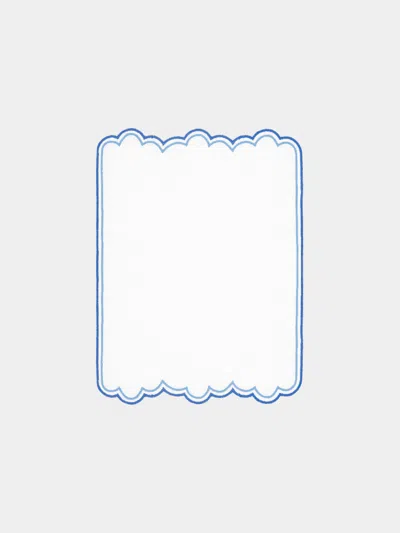 LOS ENCAJEROS ESCAMAS EMBROIDERED LINEN COCKTAIL NAPKINS (SET OF 6)