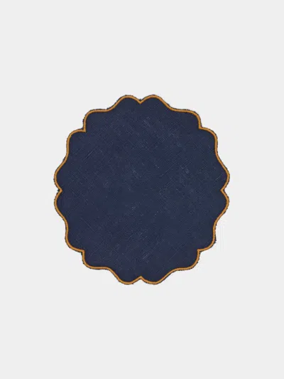 LOS ENCAJEROS VALVER EMBROIDERED LINEN COASTERS (SET OF 6)