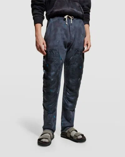 LOST DAZE $750 LOST DAZE MEN'S BLUE PAINT SPLATTER DRAWSTRING WAIST SWEATPANTS SIZE S
