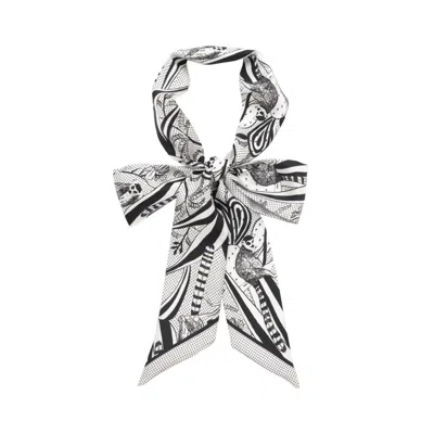 LOST PATTERN NYC WOMEN'S BLACK / WHITE MADAGASCAR SILK SKINNY SCARF - BLACK & WHITE