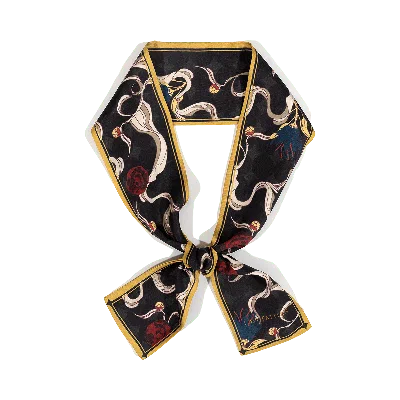 LOST PATTERN NYC WOMEN'S DREAM SILK TWILL NECK BOW - BLACK