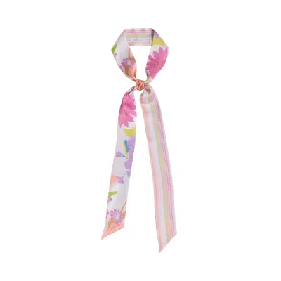 LOST PATTERN NYC WOMEN'S FRIDA X LOST PATTERN "FRIDA'S GARDEN" SILK SKINNY SCARF - PINK