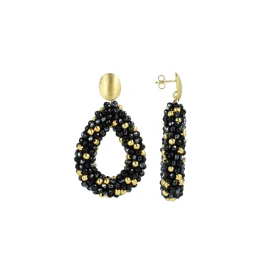 LOTT. GIOIELLI WOMEN'S BLACK / GOLD BLACK EARRINGS BERRY DROP L