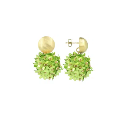 LOTT. GIOIELLI WOMEN'S GREEN / GOLD LIME EARRINGS DAISY FLOWER GLOBE M