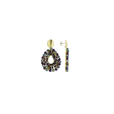 LOTT. GIOIELLI WOMEN'S GREEN / GOLD / PURPLE METALLIC GREEN PURPLE EARRINGS BABS OPEN DROP S