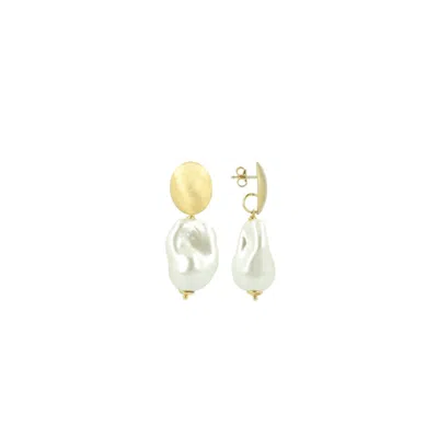 LOTT. GIOIELLI WOMEN'S WHITE / GOLD PEARL EARRINGS EARTH L