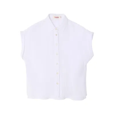 LOUCHE WOMEN'S ABINAYA DOUBLE GAUZE SHORT SLEEVED SHIRT - WHITE