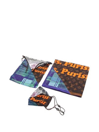 LOUIS VUITTON 2021 COLLAGE-PRINT MASK POUCH BANDANA SET