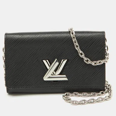LOUIS VUITTON BLACK EPI LEATHER TWIST WALLET ON CHAIN