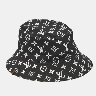 LOUIS VUITTON BLACK/WHITE MONOGRAM SYNTHETIC BUCKET HAT M