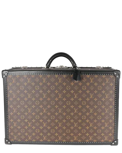 LOUIS VUITTON LOUIS VUITTON BROWN MONOGRAM MACASSAR & LEATHER ALZER TRUNK 60 (AUTHENTIC PRE-  LOVED)