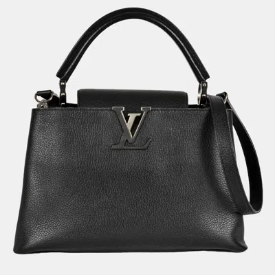 LOUIS VUITTON CAPUCINES MM BLACK LEATHER SHOULDER BAG