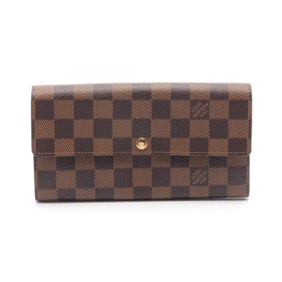 LOUIS VUITTON EBENE COATED CANVAS DAMIER CANVAS PVC LEATHER LONG WALLET (BI-FOLD) (PRE-OWNED)