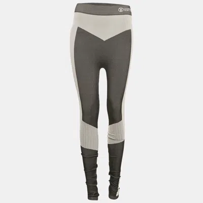 LOUIS VUITTON GREY RIB KNIT ACTIVE LEGGINGS S