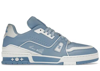LOUIS VUITTON MEN'S LOUIS VUITTON LV TRAINER #54 SNEAKERS IN LIGHT BLUE/WHITE