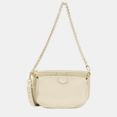 LOUIS VUITTON MULTI POCHETTE CREAM MONOGRAM EMPREINTE LEATHER SHOULDER BAG