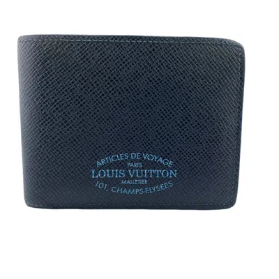 LOUIS VUITTON LOUIS VUITTON NAVY LEATHER BILL WALLET (BI-FOLD) (PRE-OWNED)