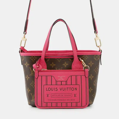 LOUIS VUITTON NEVERFULL INSIDE OUT ROSE BUFFALO PONDICHERY LEATHER MONOGRAM BB HANDBAG