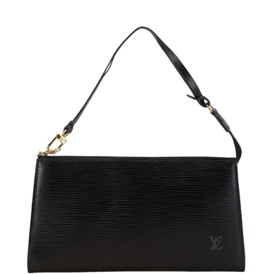 LOUIS VUITTON NOIR CUIR OMBRE LEATHER HANDBAG POCHETTE POUCH (PRE-OWNED)