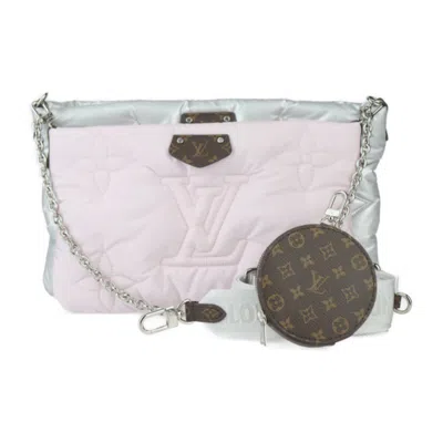 LOUIS VUITTON PALE PINK NYLON CLUTCH BAG HANDBAG POCHETTE POUCH SHOULDER BAG (PRE-OWNED)