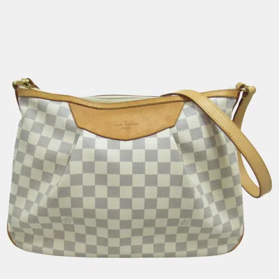 LOUIS VUITTON SIRACUSA MM SHOULDER BAG BEIGE DAMIER AZUR PVC COATED CANVAS N41112