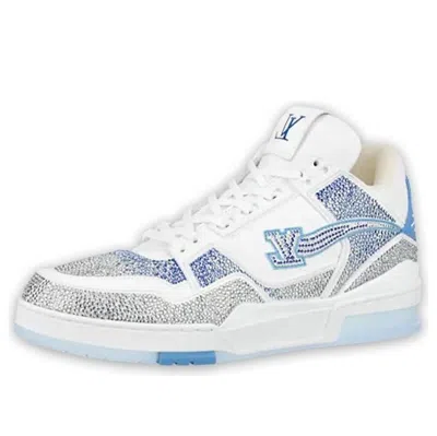 LOUIS VUITTON LOUIS VUITTON Trainer Sneakers 'White with Shiny Grey Blue Crystals'
