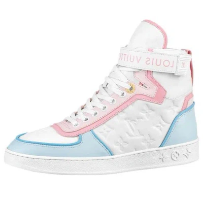LOUIS VUITTON (WMNS) LOUIS VUITTON Boombox Ankle Sneakers 'White Monogram with Pink and Blue'