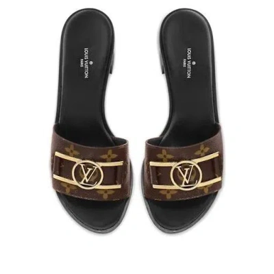 LOUIS VUITTON (WMNS) LOUIS VUITTON Lock It Slides 'Brown Monogram with Gold Plate'