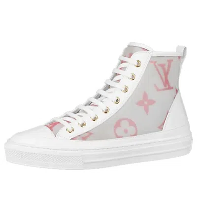 LOUIS VUITTON (WMNS) LOUIS VUITTON Stellar Zip Up Ankle Sneakers 'White Grey with Pink Monogram'