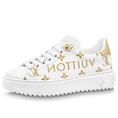 LOUIS VUITTON (WMNS) LOUIS VUITTON Time Out Sneakers 'White with Gold Monogram'