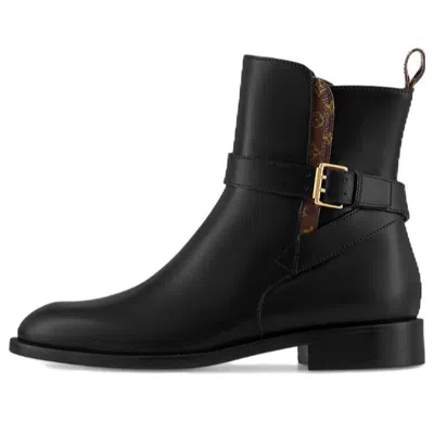 LOUIS VUITTON (WMNS) LOUIS VUITTON Westside Ankle Boots 'Black with Brown Monogram'
