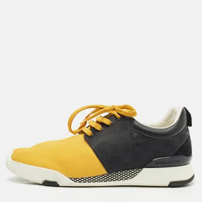 LOUIS VUITTON YELLOW/BLACK MESH AND DAMIER RUBBER FASTLANE SNEAKERS SIZE 41.5