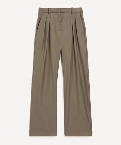 LOULOU STUDIO LOULOU STUDIO WOMEN'S SBIRU KHAKI WOOL-TWILL WIDE-LEG TROUSERS