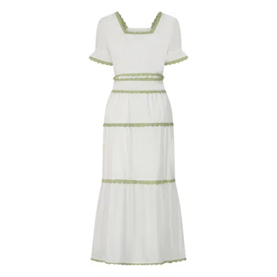 LOVE CALIXTA WOMEN'S GREEN / WHITE THE TARA WHITE MAXI DRESS