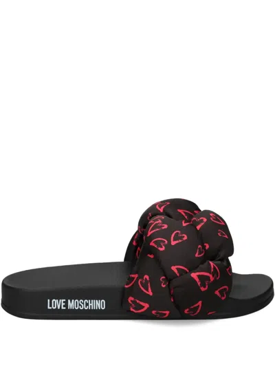 LOVE MOSCHINO HEART-PRINT SLIDES